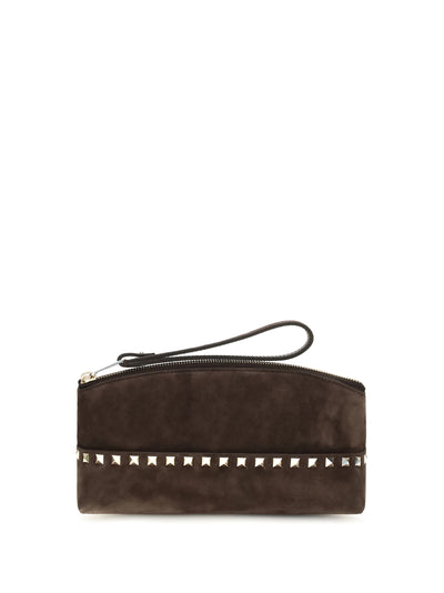 rockstud suede pouch