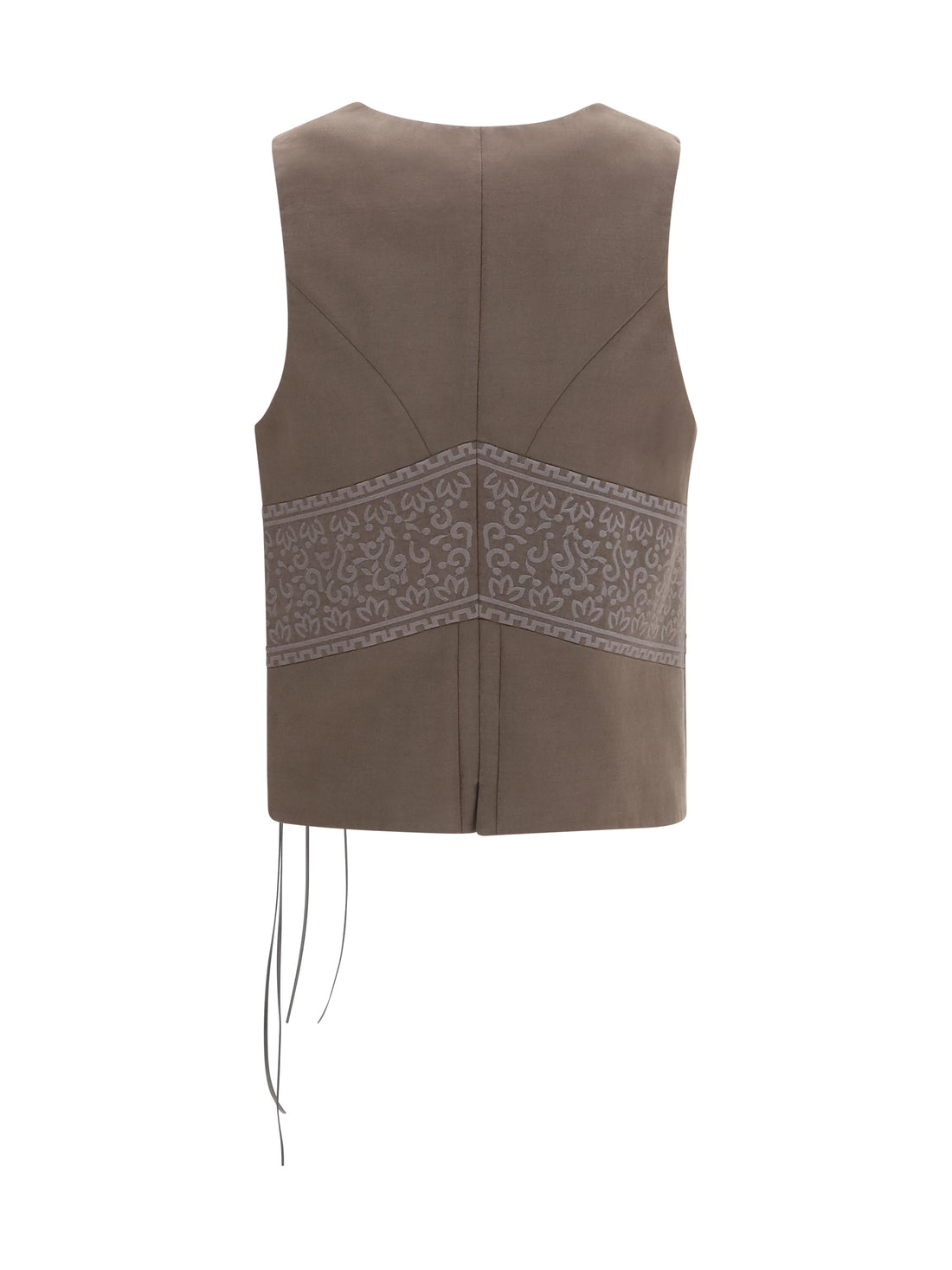 GIORGIO ARMANI 44 vest in washed silk and virgin wool with jacquard pattern and ties