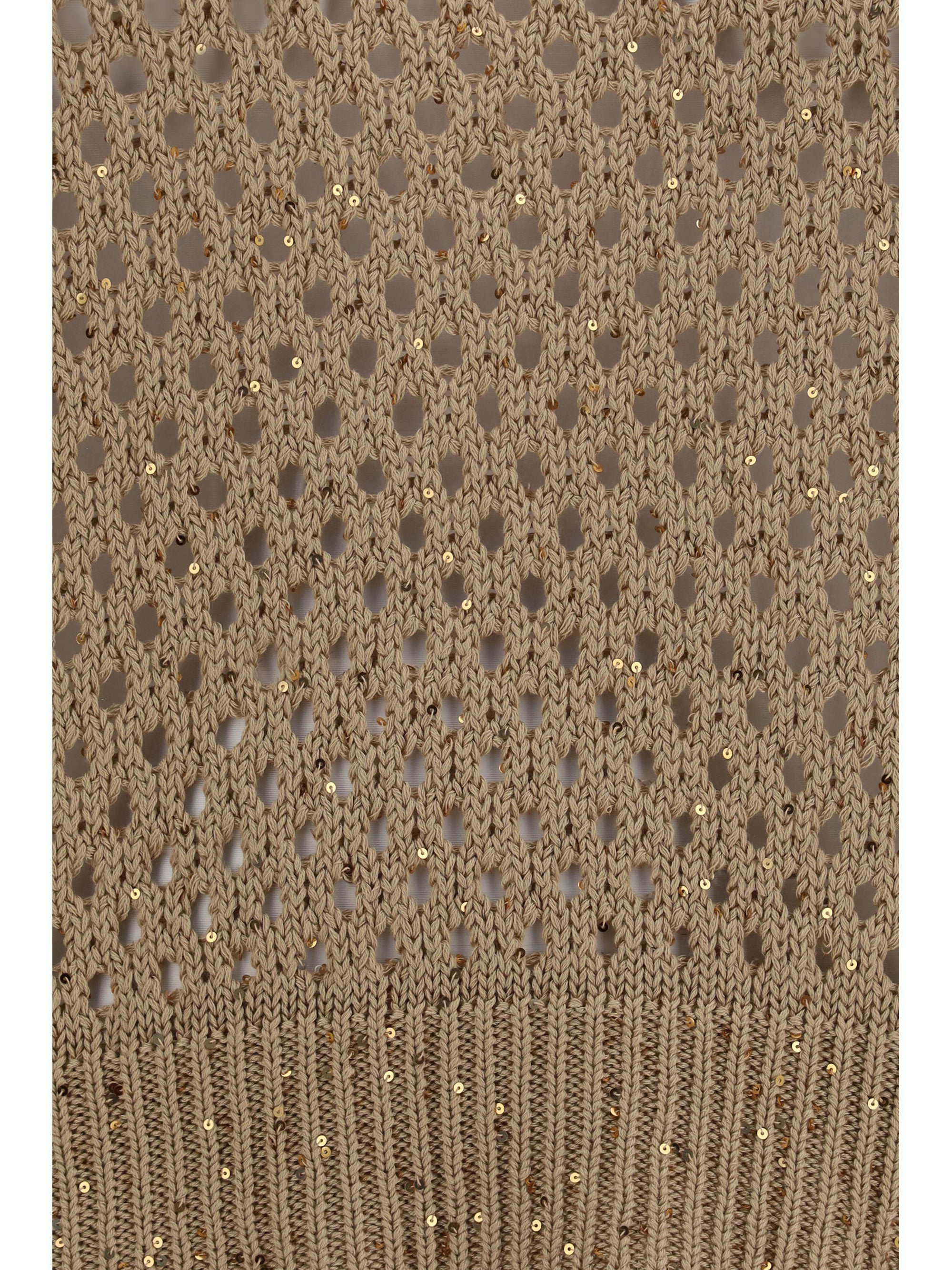 open knit cotton sweater with sequins