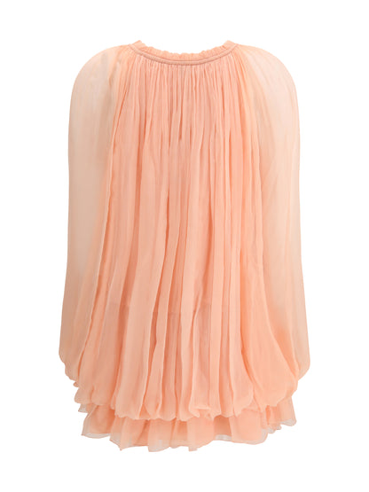 CHLOÉ 38 mini dress with cape in silk muslin