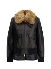 SACAI 3 leather jacket with a plush collar