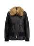 SACAI 3 leather jacket with a plush collar
