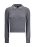 PINKO L rhinestone-decorated collar sweater