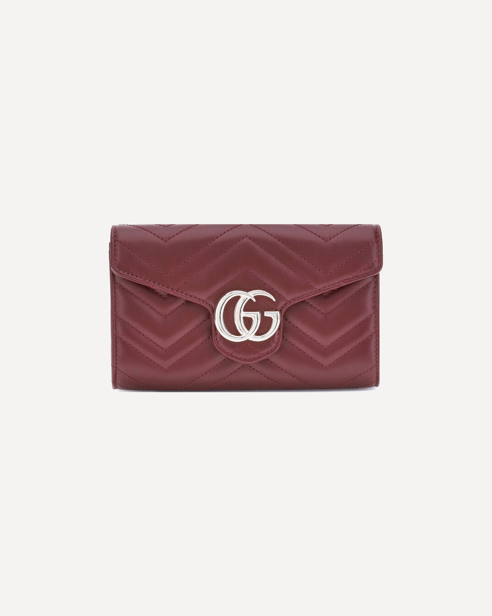 Gucci Gg Marmont Wallet With Chain Bordeaux