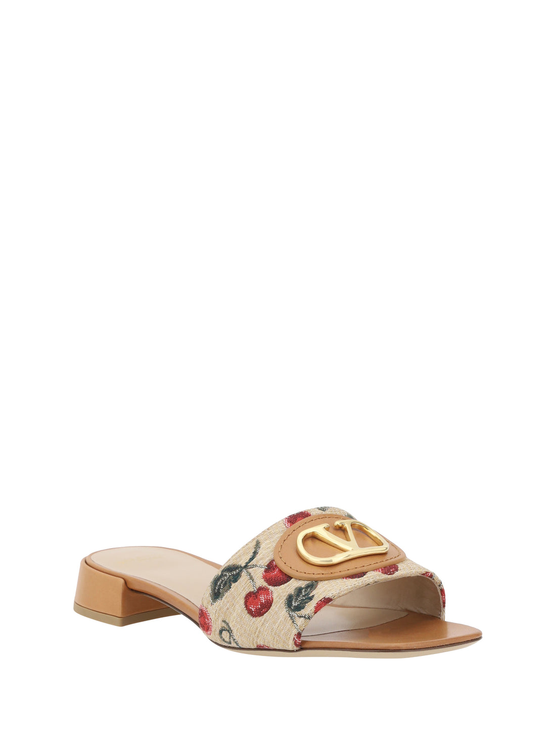 cherry jacquard fabric sandals