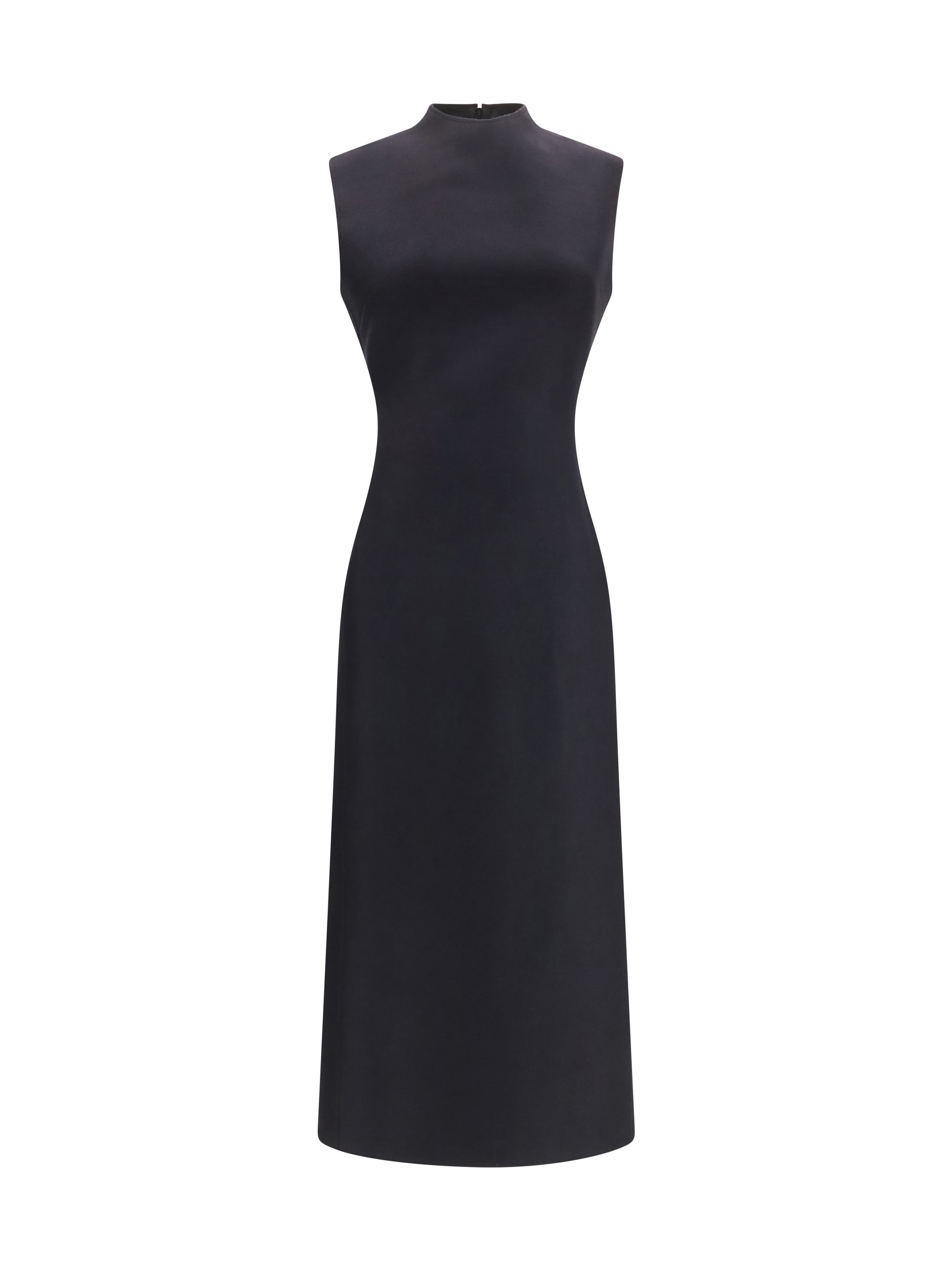 sleeveless virgin wool midi dress