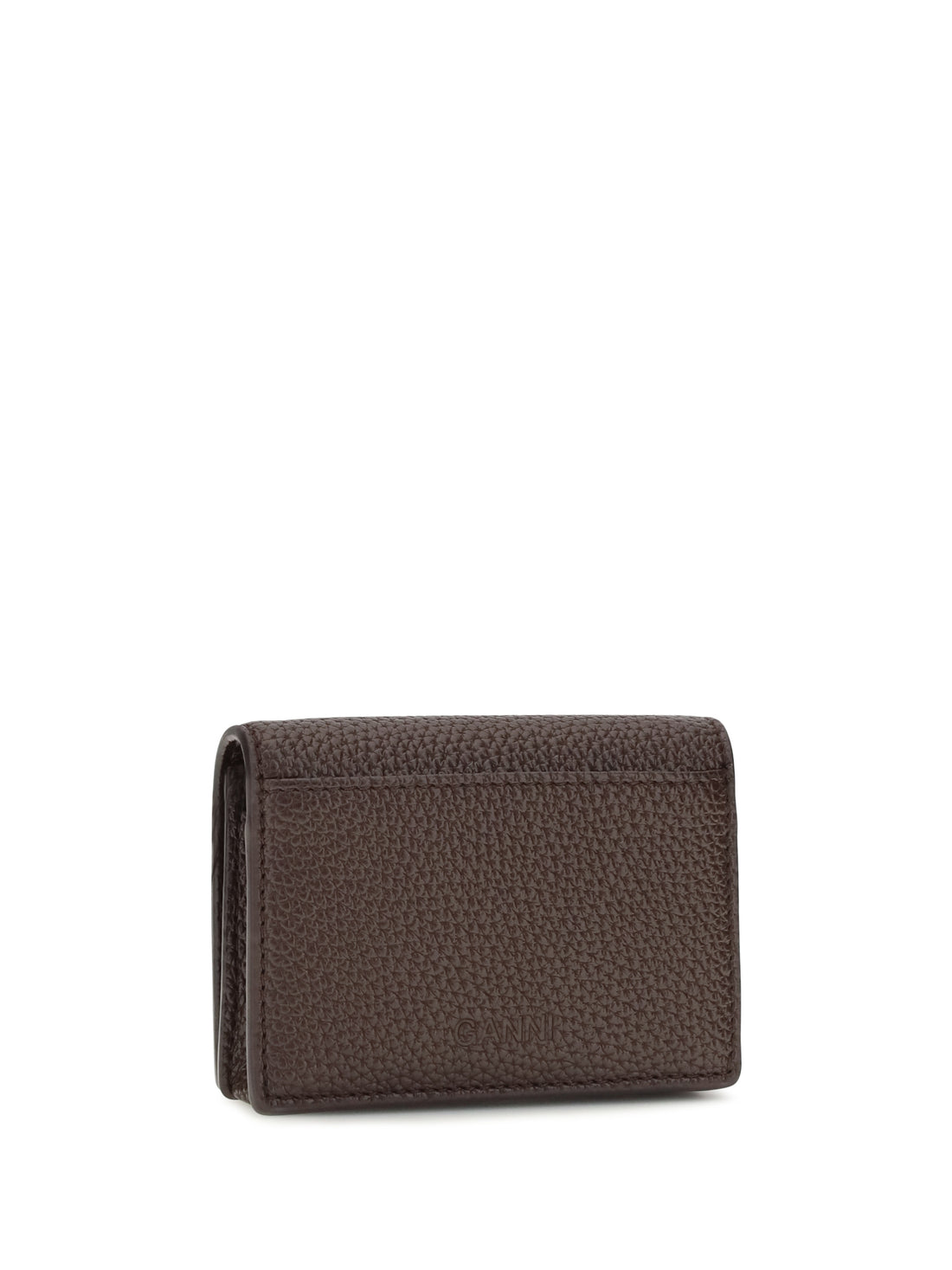 GANNI OS flap card holder in grained leather