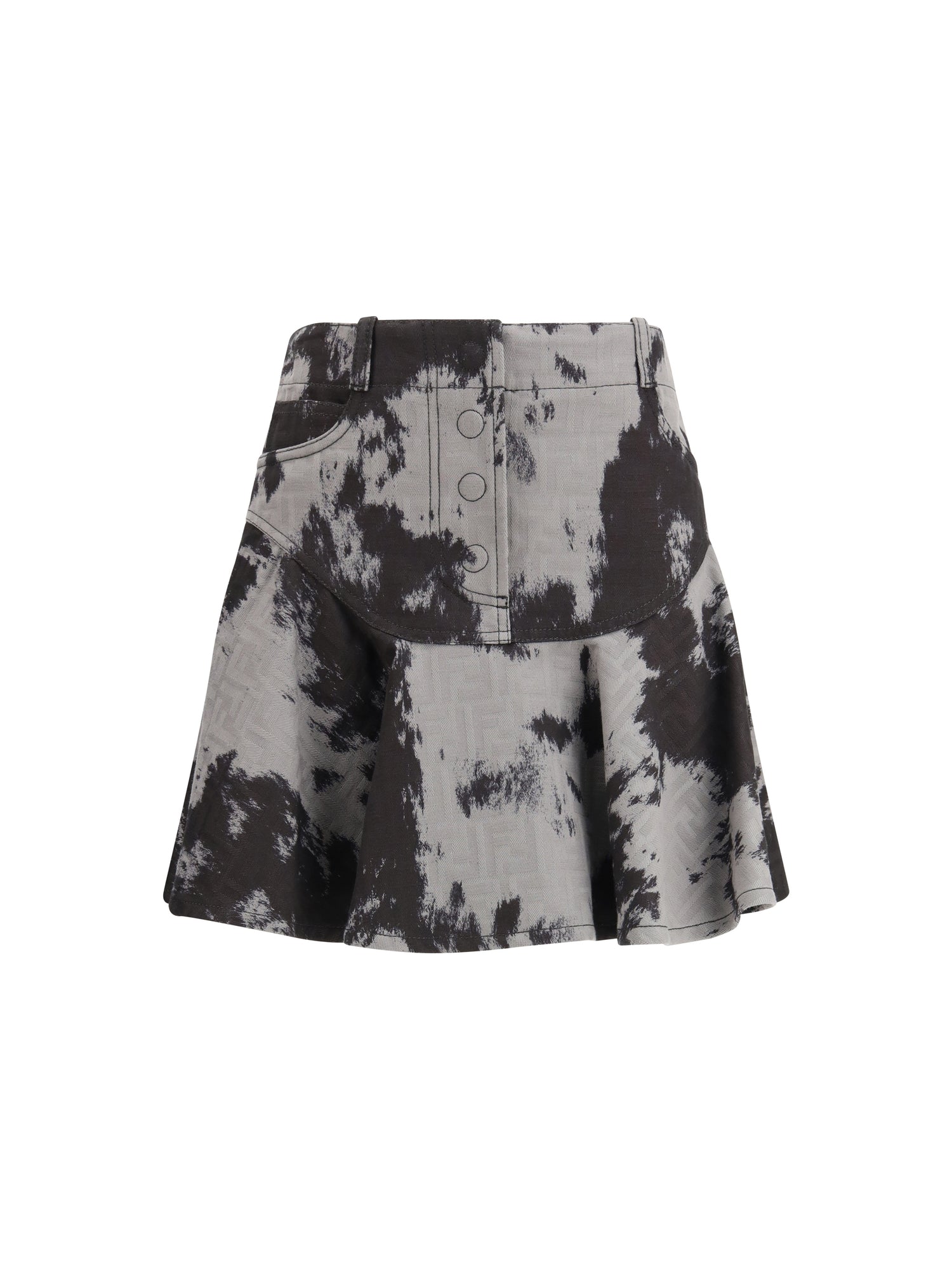 FENDI 40 denim miniskirt with animalier motif
