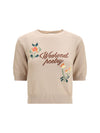 cotton knit sweater with embroidery
