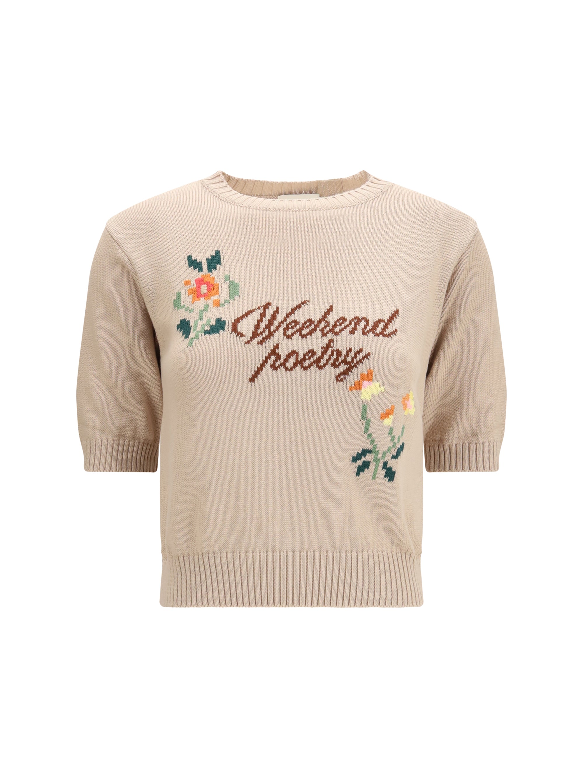 cotton knit sweater with embroidery
