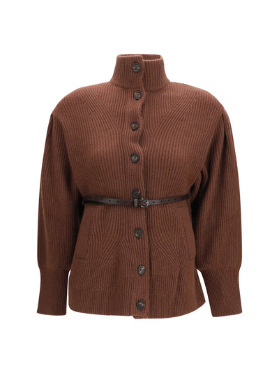 high neck cardigan with belt