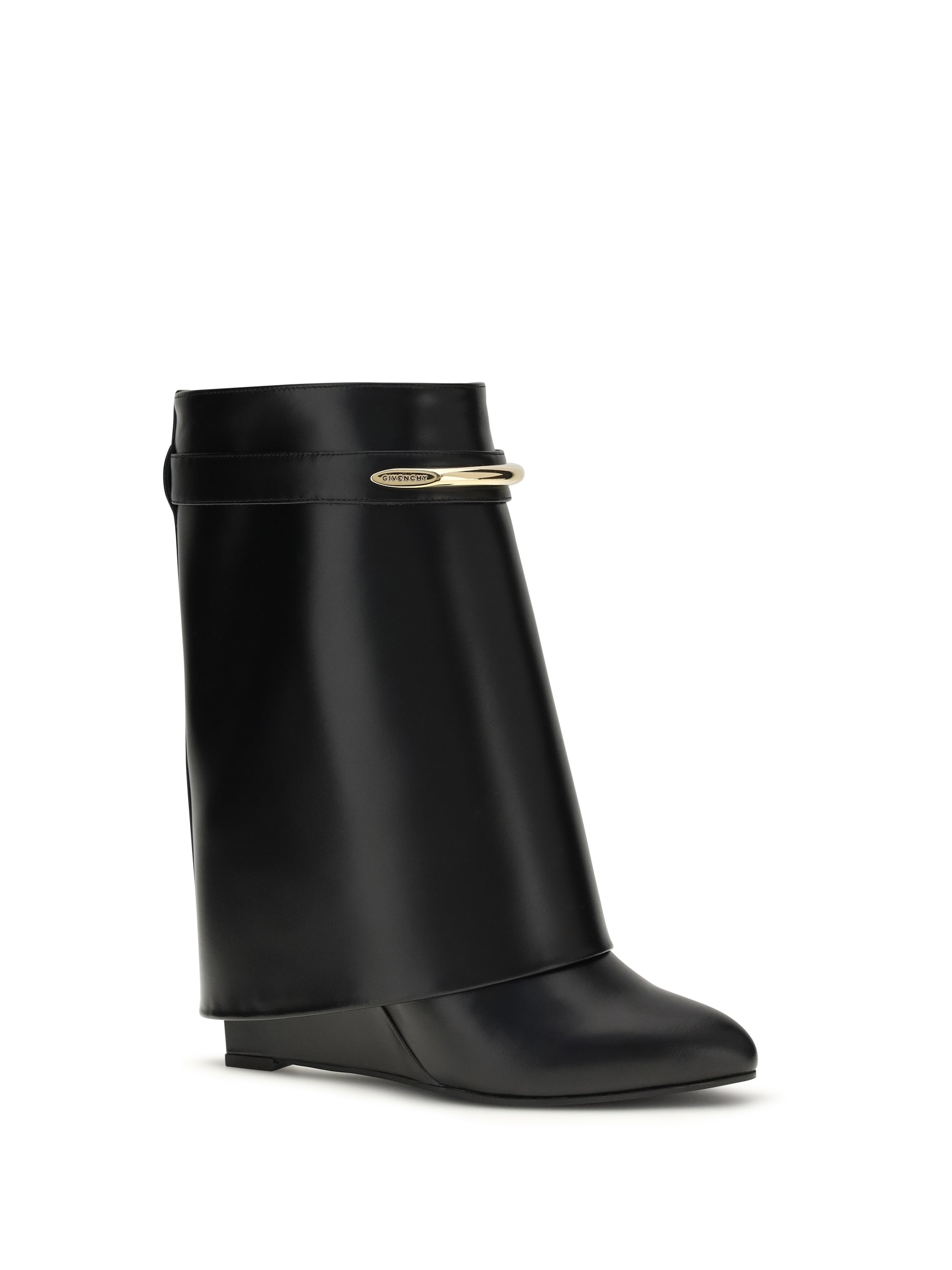 leather shark ankle boots