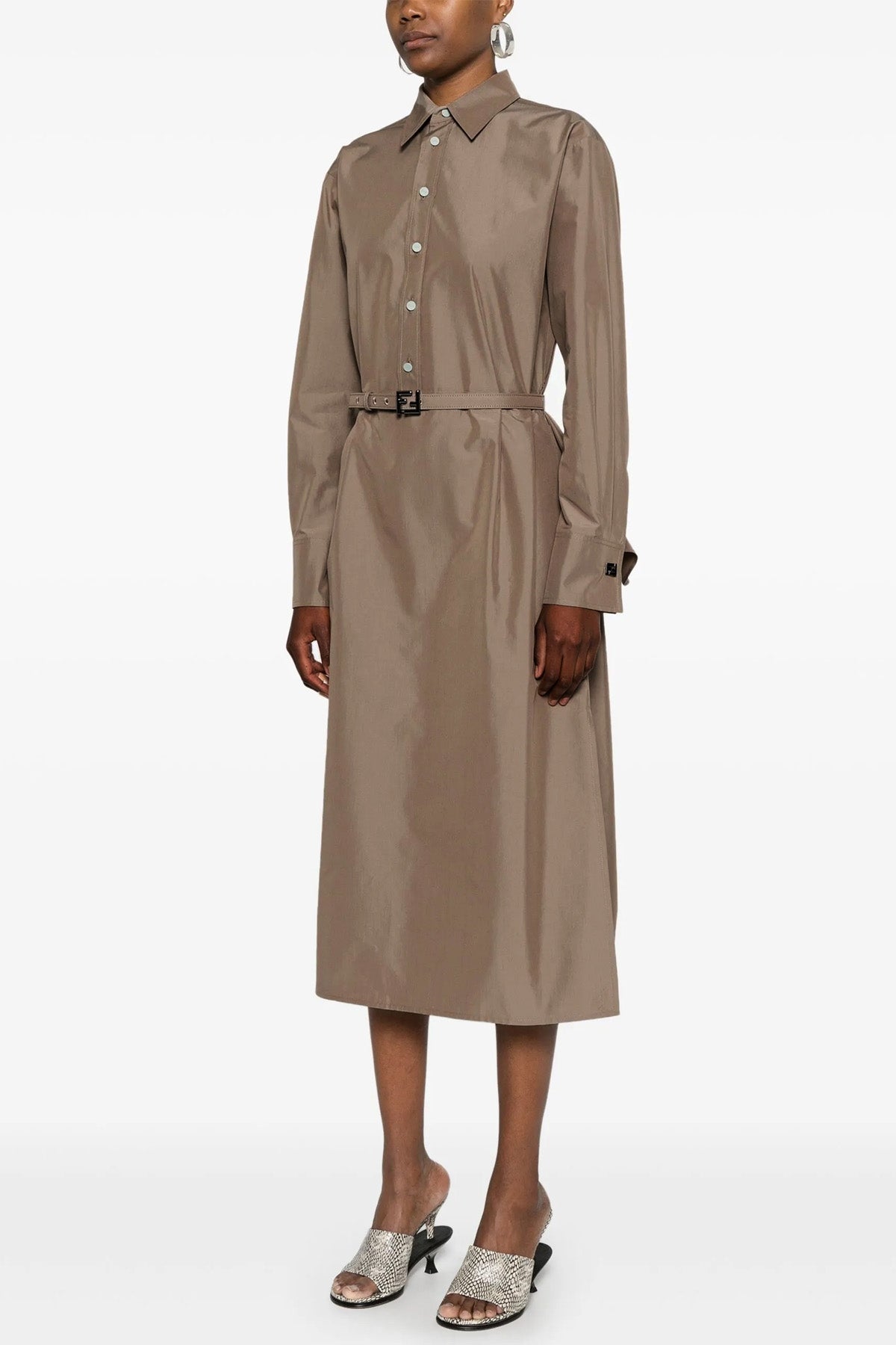 midi dress in cotton and silk blend