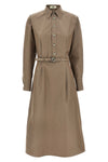 midi dress in cotton and silk blend