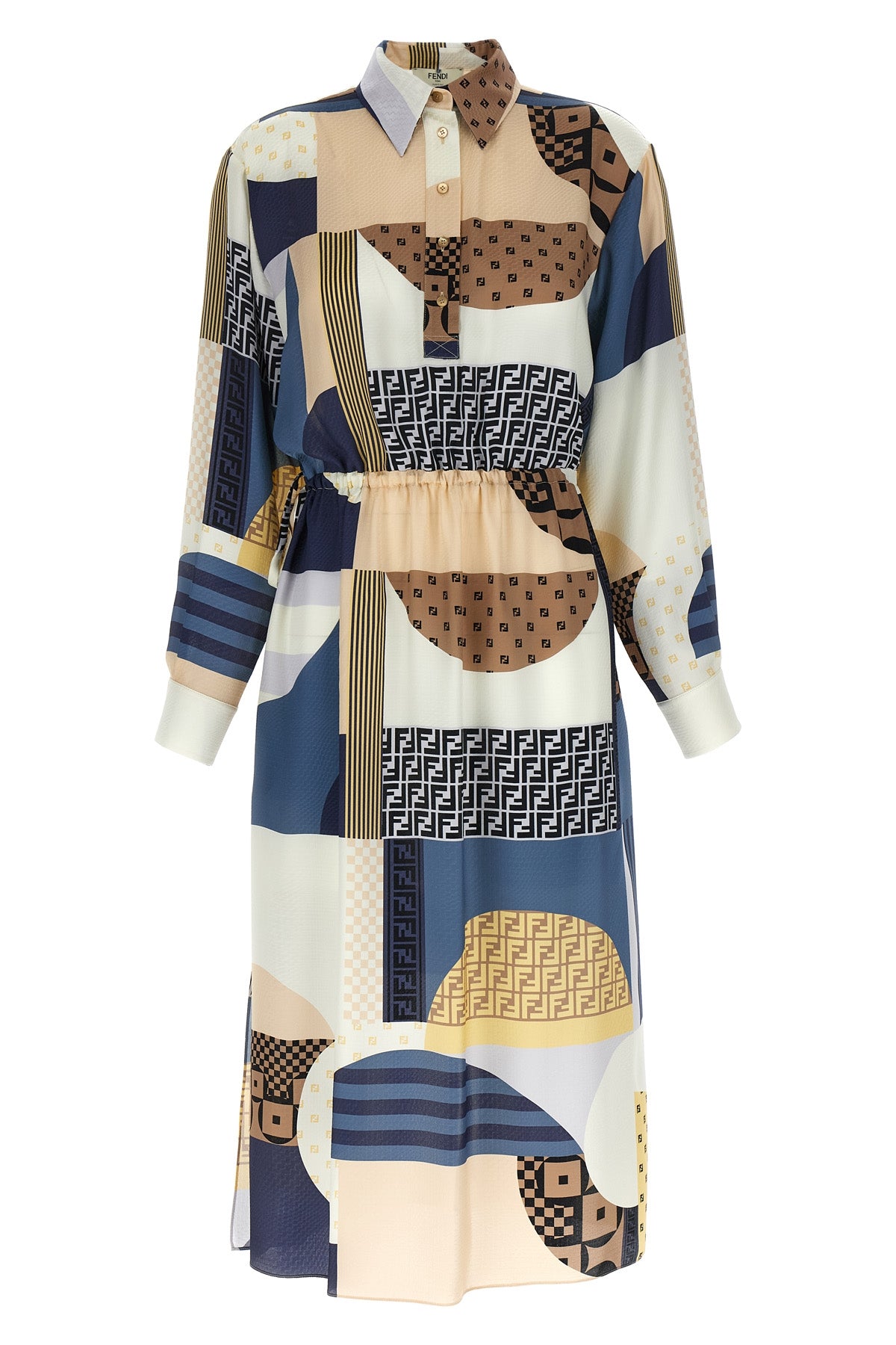 midi dress in jacquard silk crêpe