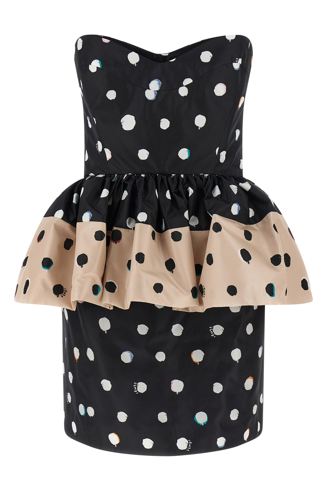 FENDI 38 all-over falena dots print taffeta mini dress