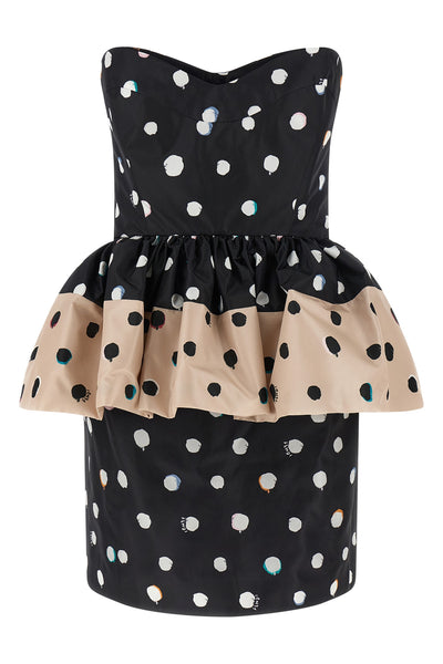all-over falena dots print taffeta mini dress