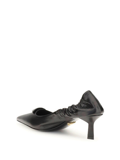 leather logo pumps