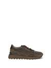 suede and techno cotton sneakers with shiny detail