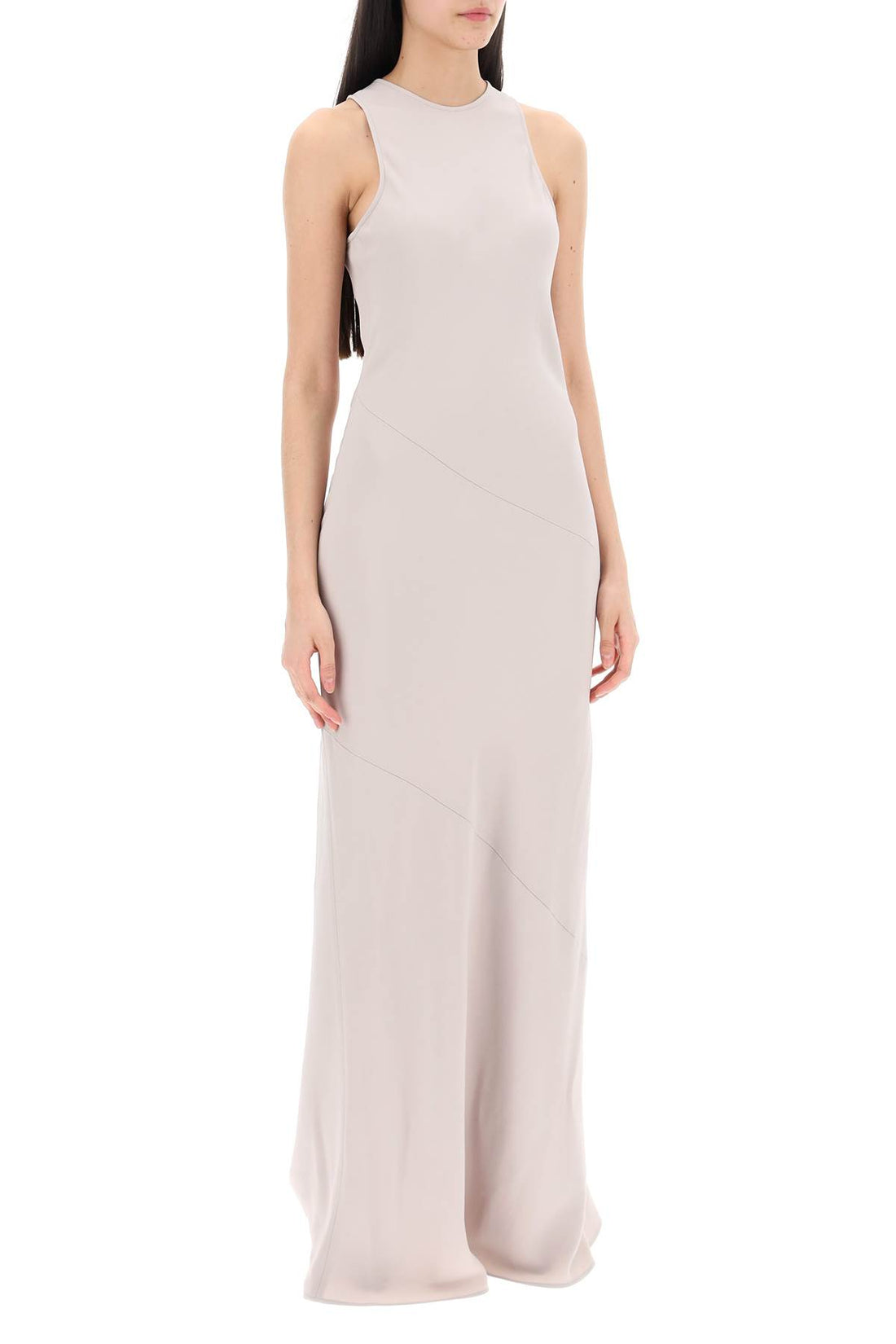 maxi crepe dress with bias cuts