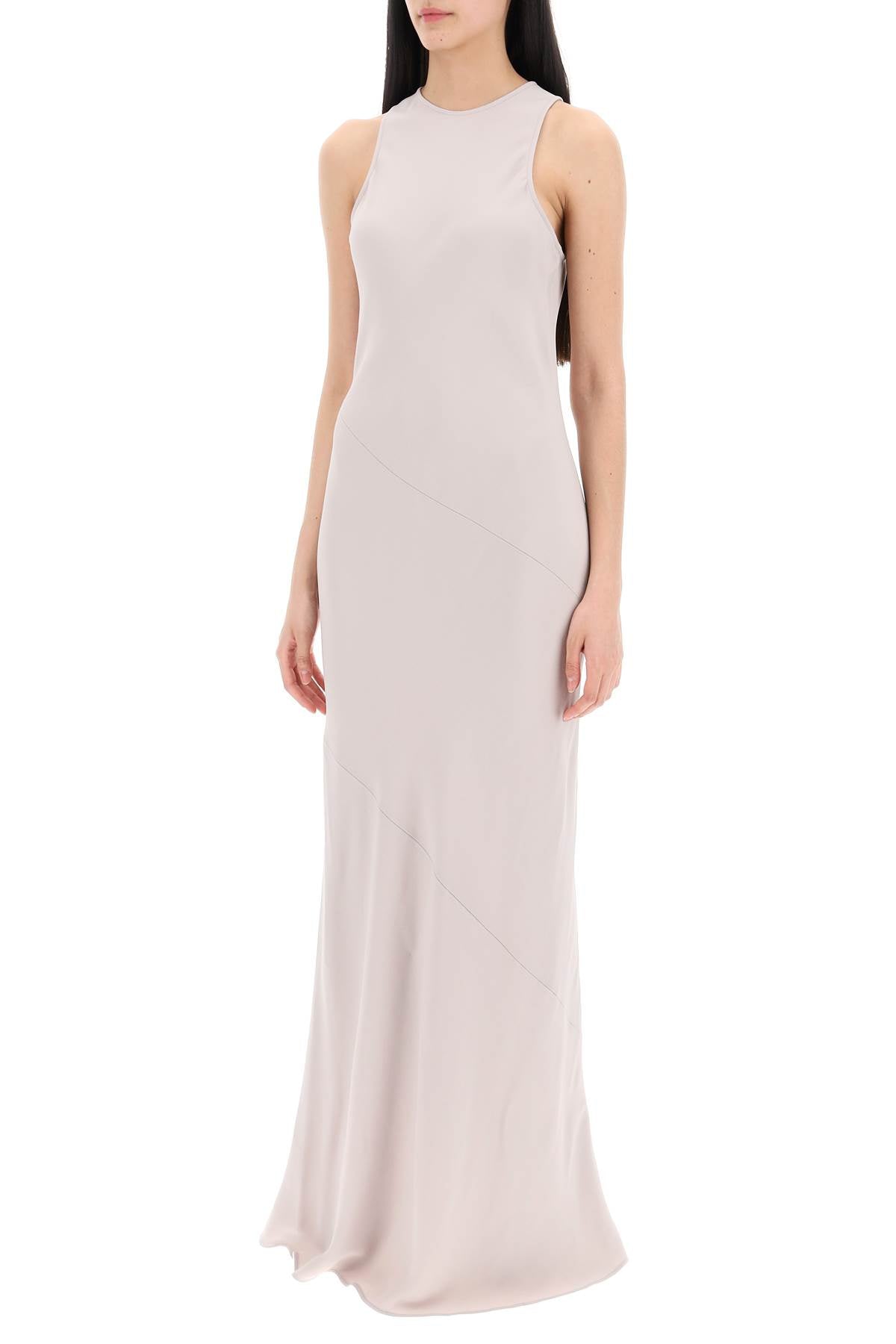 maxi crepe dress with bias cuts