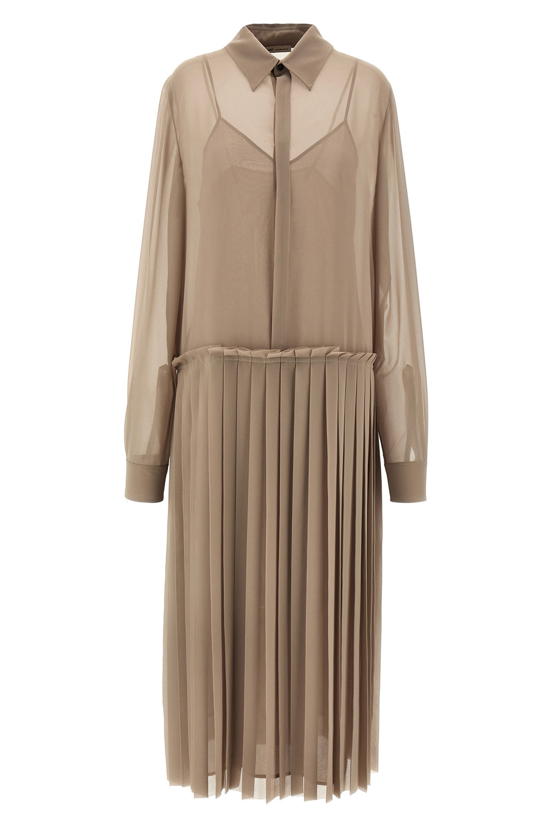 AMI PARIS 34 pleated midi chemisier dress in polyester crêpe