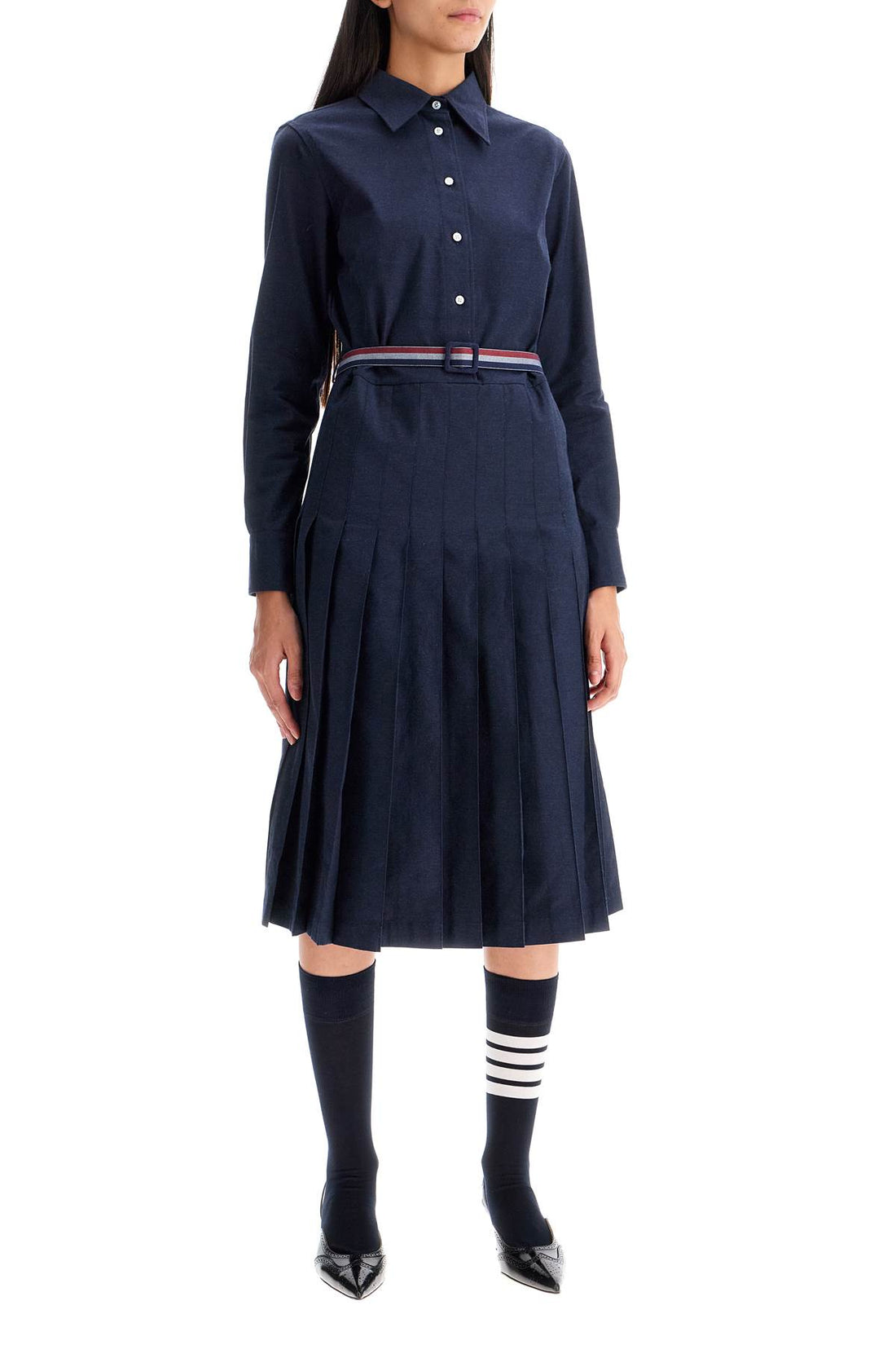 midi shirt dress with belt