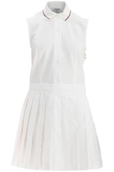 white pleated cotton dress for women