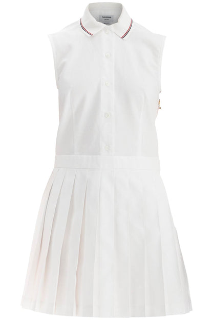 white pleated cotton dress for women