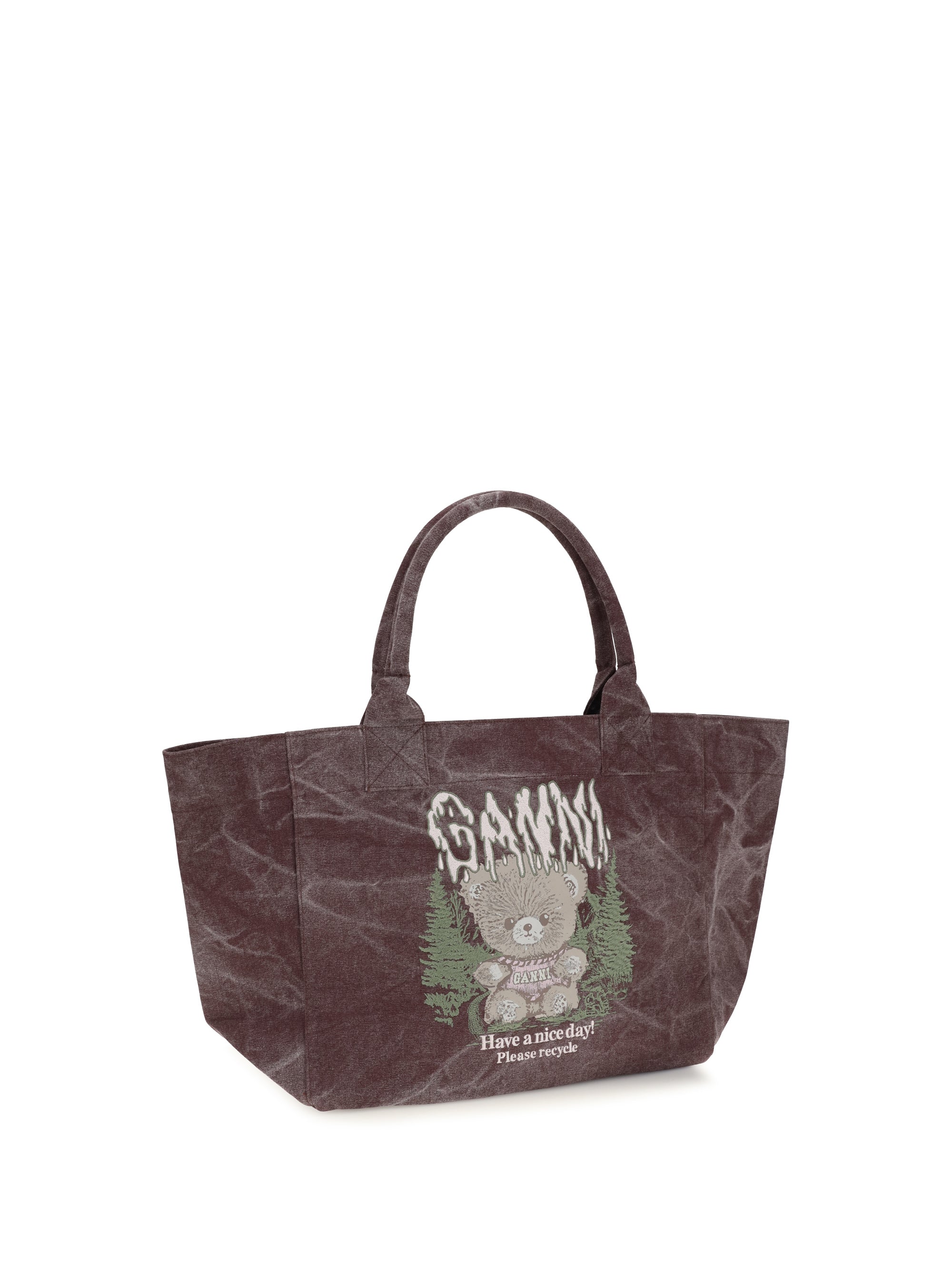 medium trapeze teddy print shopping bag