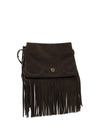 suede shoulder bag with fringes