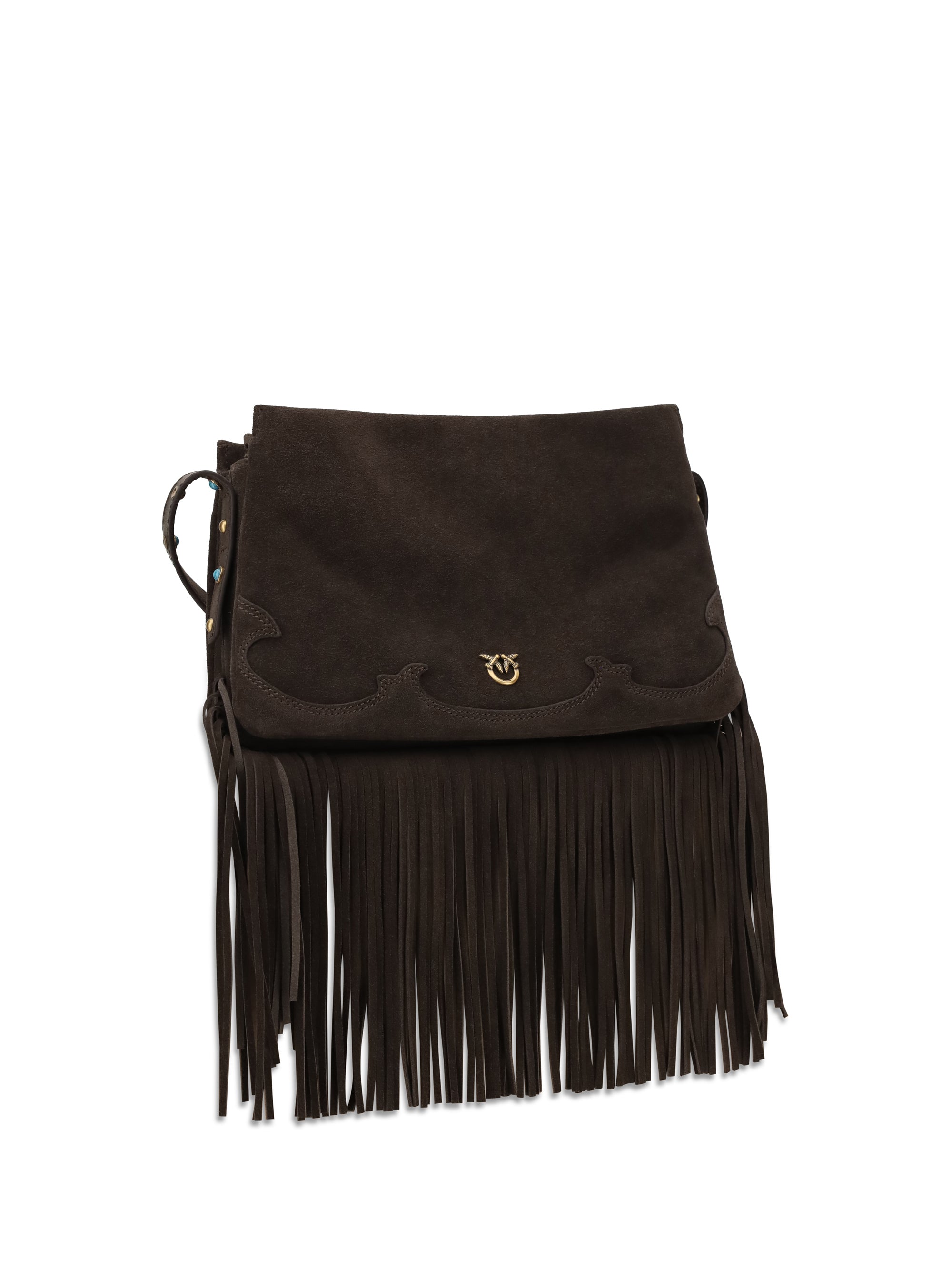 suede shoulder bag with fringes