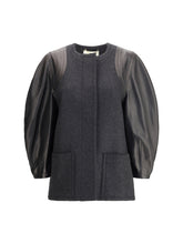 FENDI 40 blouson jacket in mélange wool and soft nappa leather