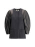 FENDI 40 blouson jacket in mélange wool and soft nappa leather