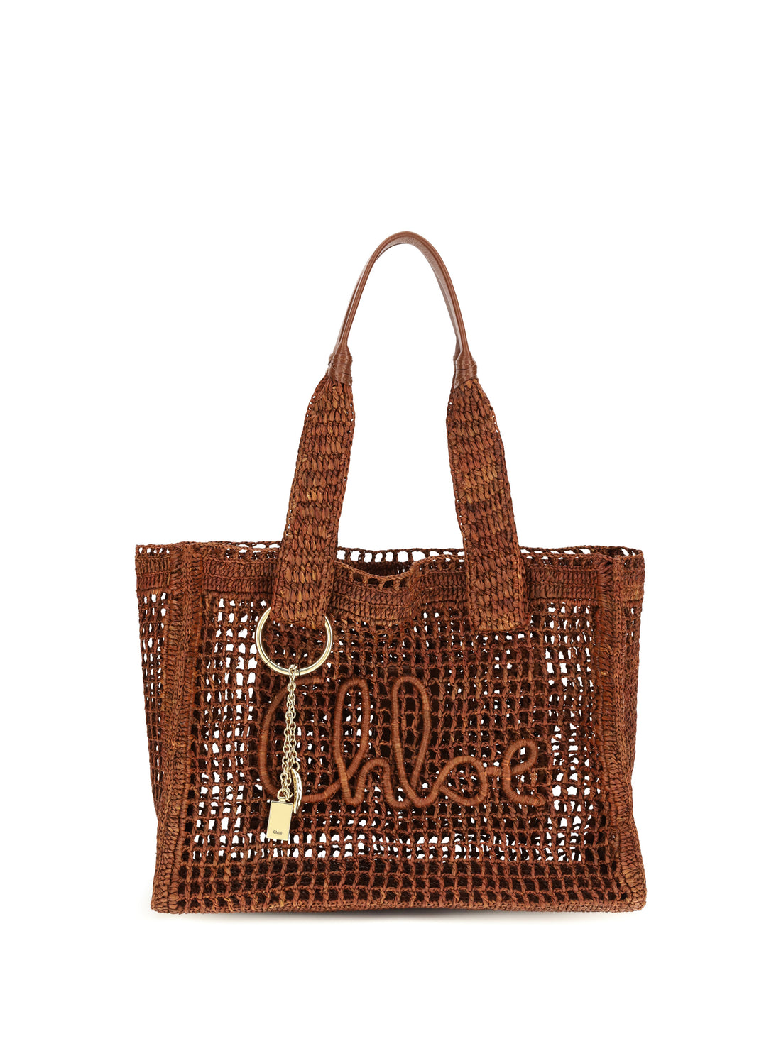 CHLOÉ OS east-west summer banana raffia tote bag