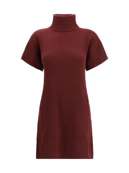 BRUNELLO CUCINELLI L english rib knit dress in virgin wool cashmere and silk 