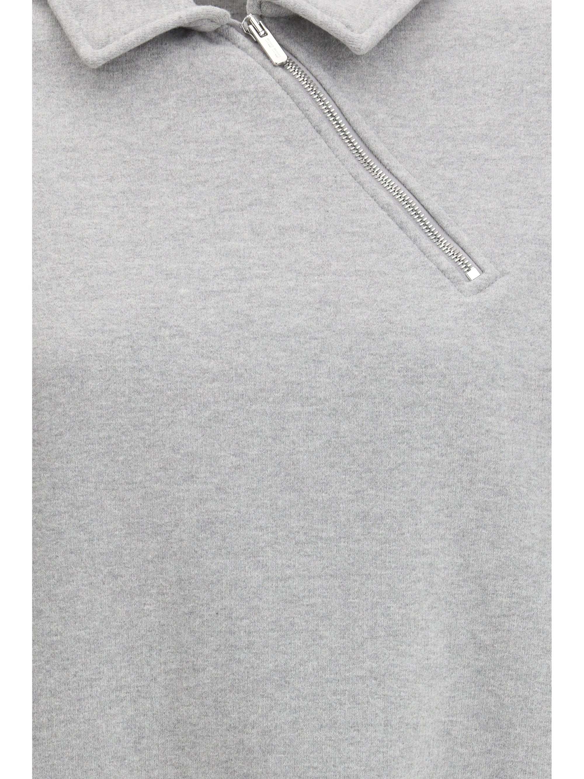 sweatshirt with oblique zip closure