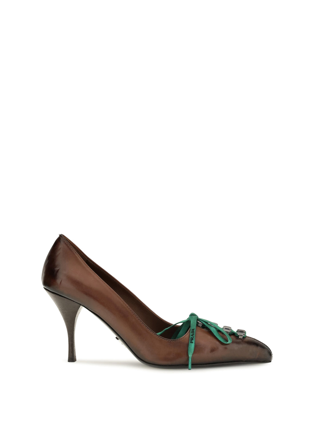 PRADA 36.5 leather lace-up pumps