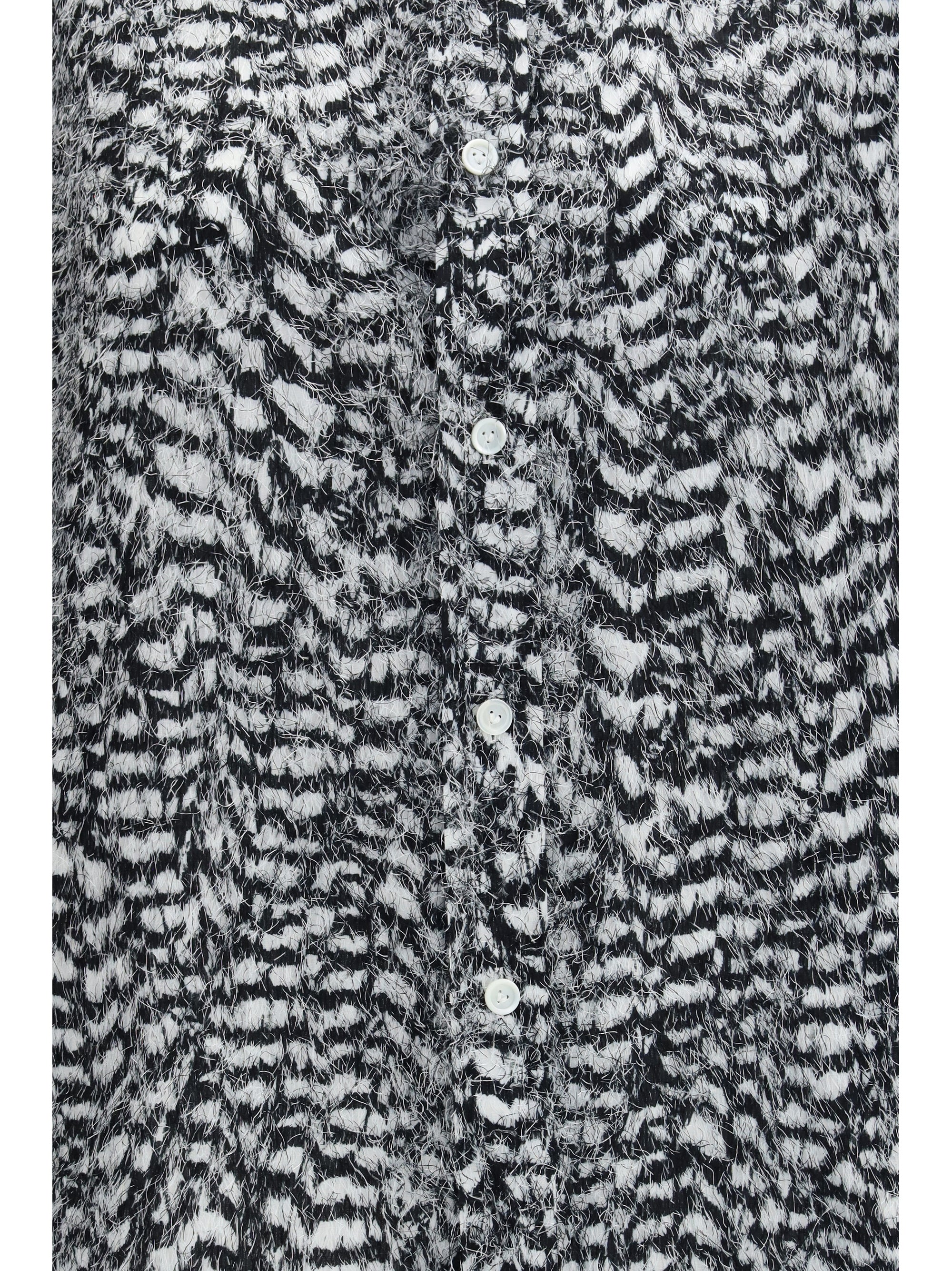 viscose shirt with fil coupé feathers