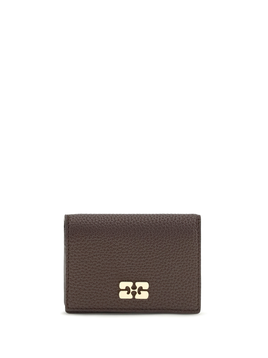 GANNI OS flap card holder in grained leather
