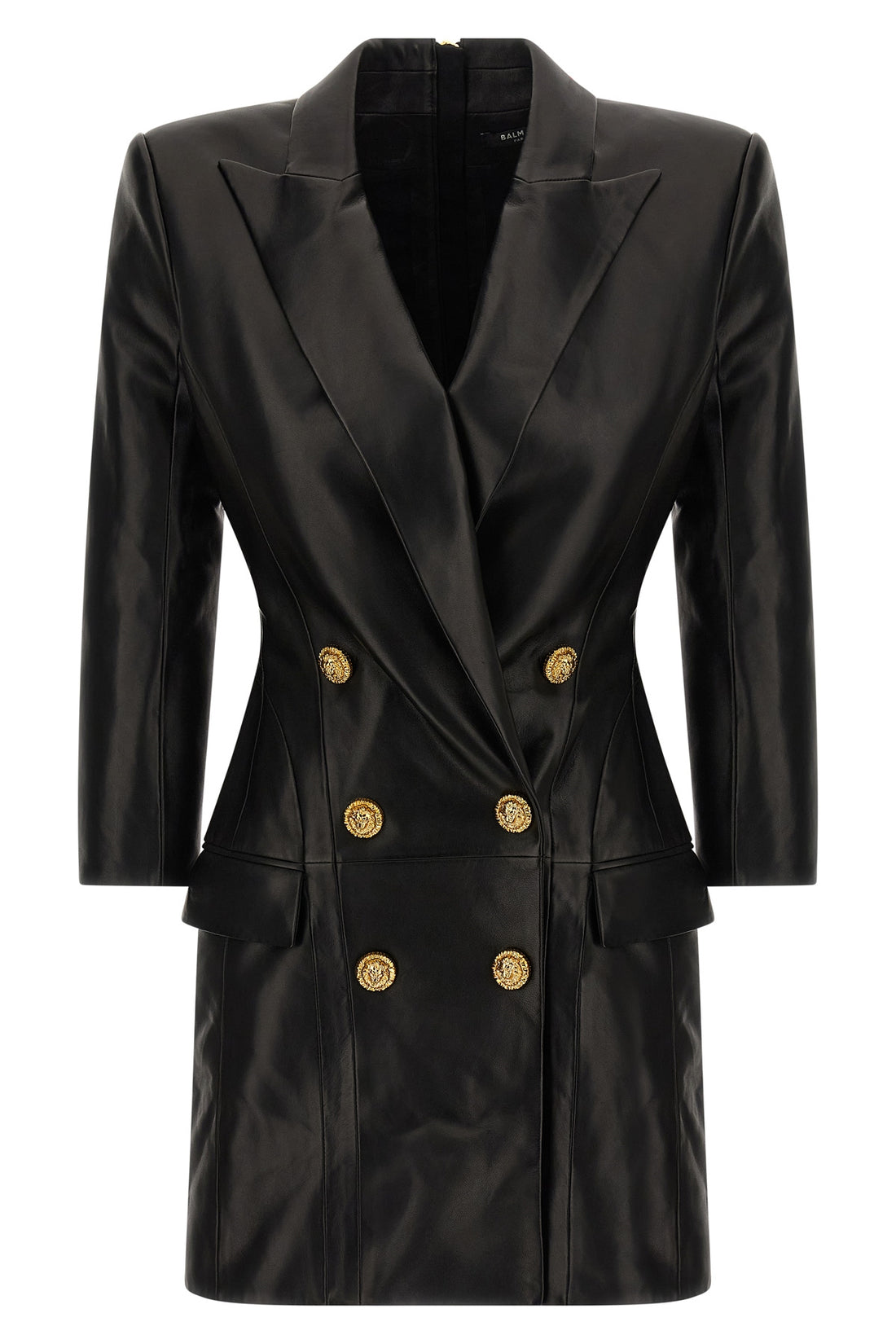 BALMAIN 34 leather mini dress