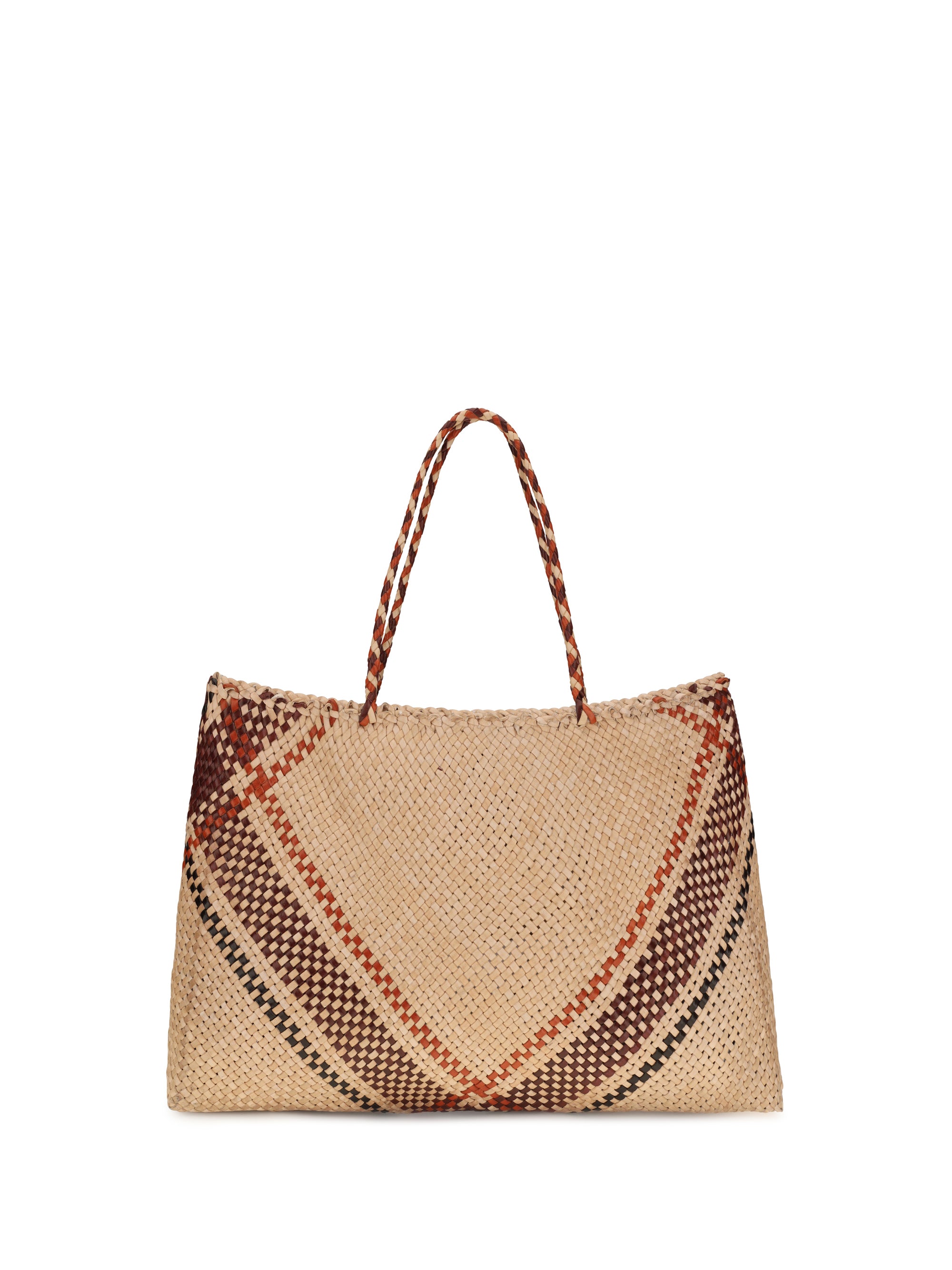 handwoven leather tote bag