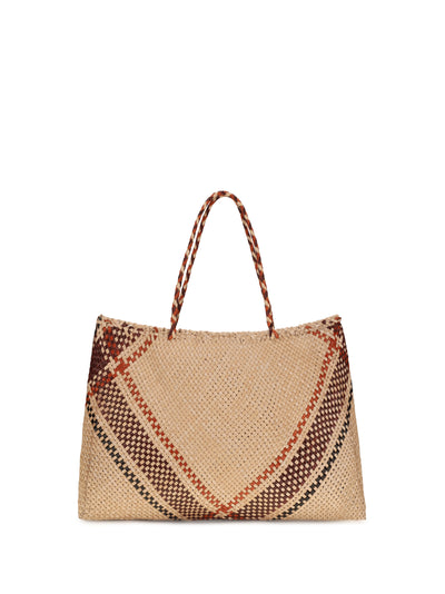 handwoven leather tote bag