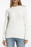 stretch knit monogram jacquard logo top