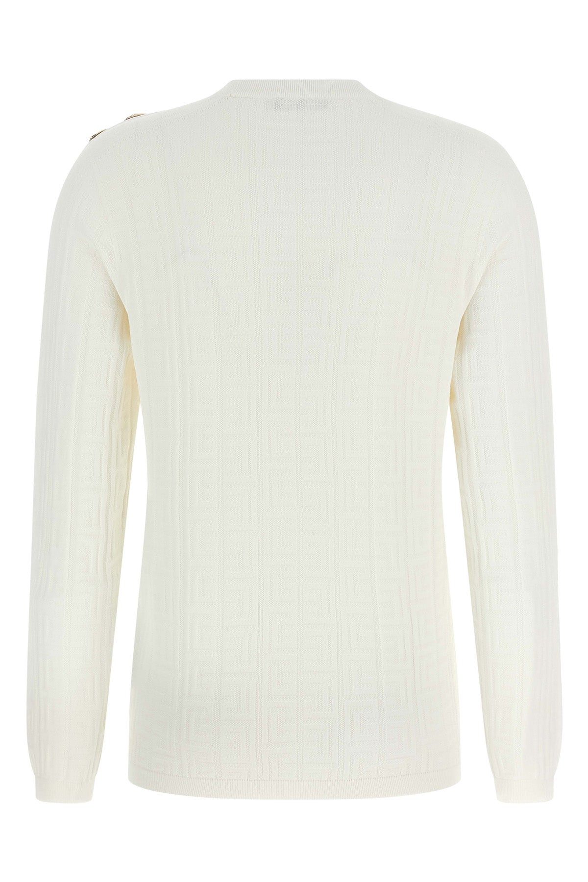 stretch knit monogram jacquard logo top