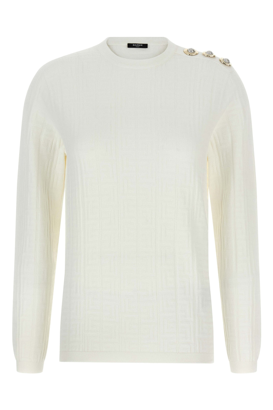 BALMAIN 34 stretch knit monogram jacquard logo top