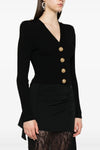 ribbed knit cardigan and twisted