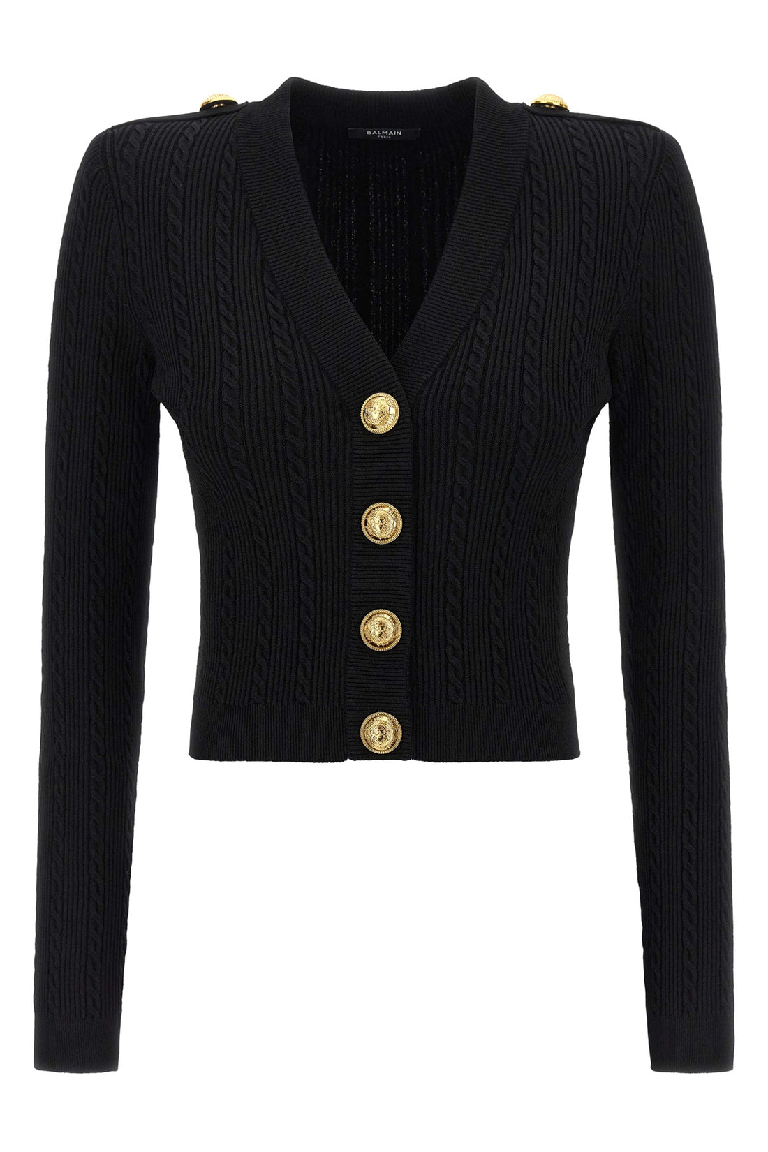 BALMAIN 40 ribbed knit cardigan and twisted