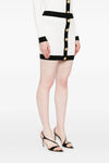 mini skirt in two-tone stretch viscose crocheted