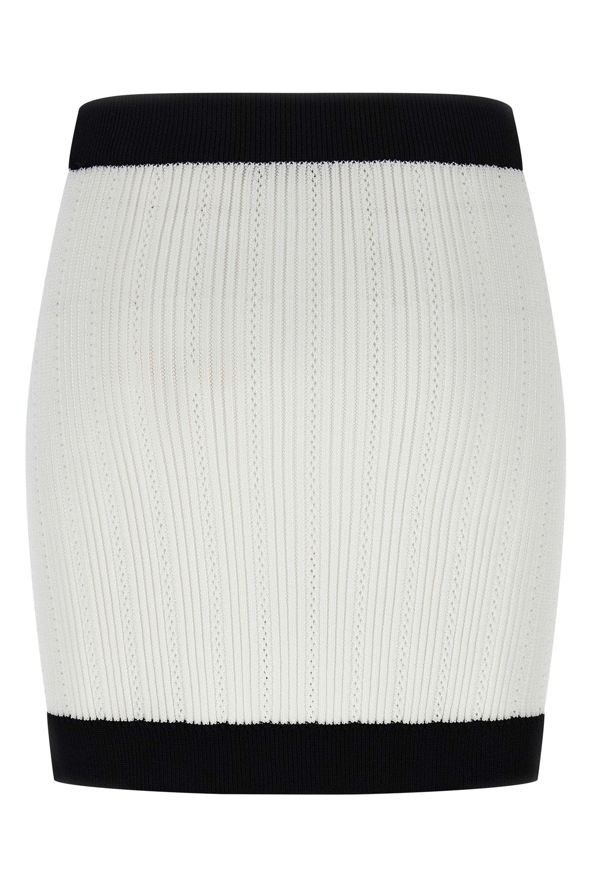 mini skirt in two-tone stretch viscose crocheted